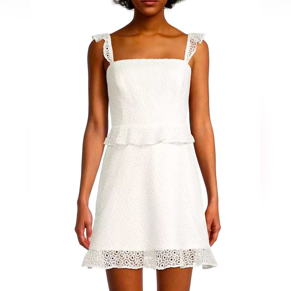 Aidan by Aidan Mattox Womens White Lace Fit-&-Flare Cocktail Dress Size 2 - Picture 1 of 6